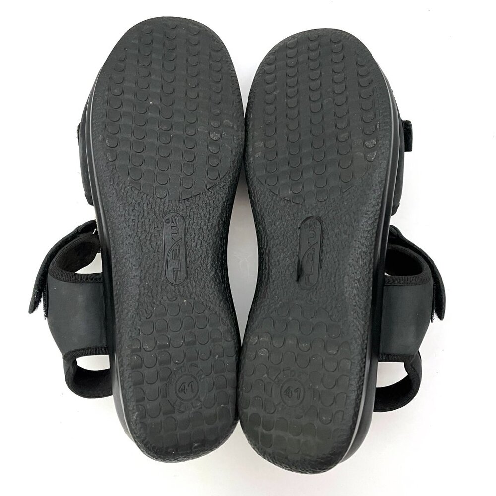 Flexus Sandals Made in Italy Black Leather Comfort Ankle Strap Spring Step - Picture 3 of 12